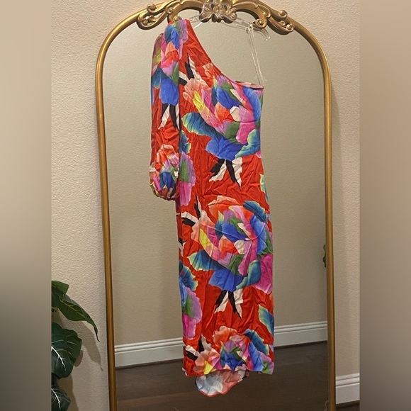 Farm Rio for Anthropologie One-Shoulder Slim Floral Midi Dress Dress Size S - Picture 11 of 15